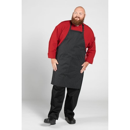 Uncommon Threads Adj Butcher Apron Blk & Wht Pinstripe 3018-3300